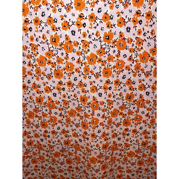 Mario Serrani Women's Orange & Pink Cherry Blossom Floral Blouse V-Neck, Medium - Picture 9 of 9